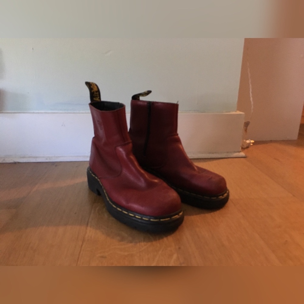 Red Dr Martens Zip Up Boots